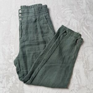 Wrap London Forest Green Relaxed High-Waist 100% linen pants,relaxed,boho, airy
